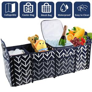 Trunk Organizer with Foldable & Removable Insulation Cooler bag Multi Compartment Car Storage Organizer Set for Car SUV Truck PP 4 compartments PPA-4