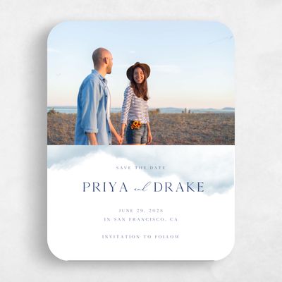 Blue Rounded Wedding Save the Date - Altavilla Photo