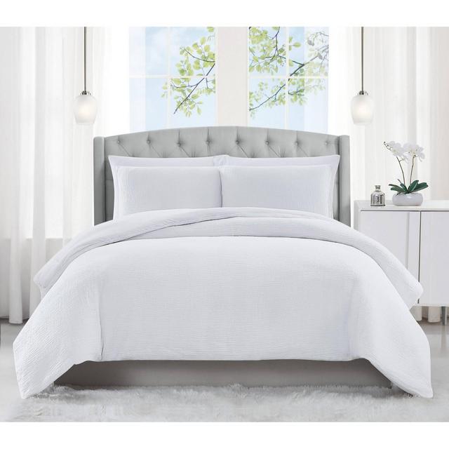 King 3pc Solid Matelasse Comforter Set White - Charisma
