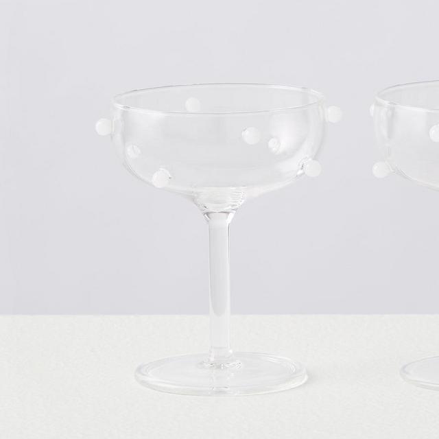 2 CHAMPAGNE COUPES | CLEAR & WHITE