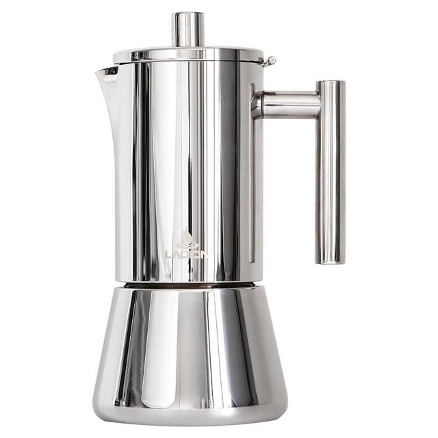 LAOION Stovetop Espresso Maker, 18/8 Stainless Steel Cuban and Italian Coffee Maker for Cafetera Cubana, Greca De Cafe Induction Stovetop Compatible, 300ml Moka Pot Coffee Gift for Home Travel (6 Cup)