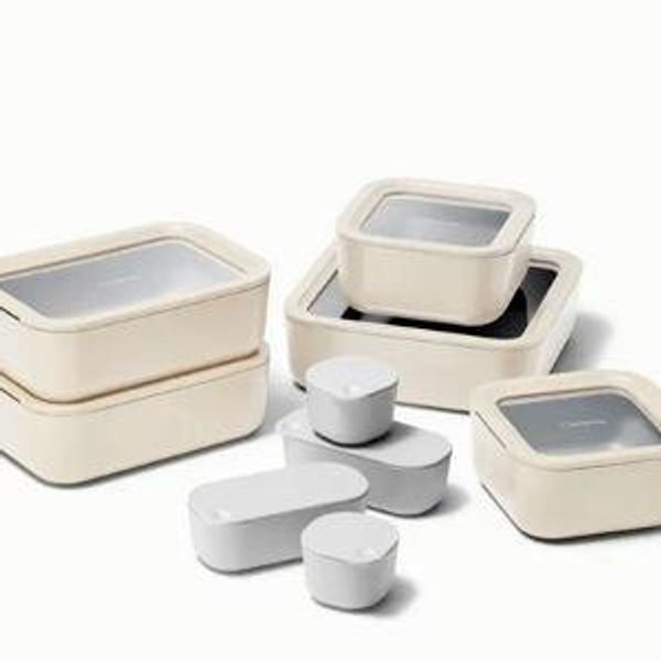Glass Food Storage 17-Piece Set, Color Cream | Caraway