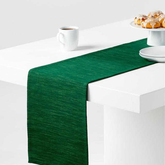 Aspen 90" Green Cotton Table Runner