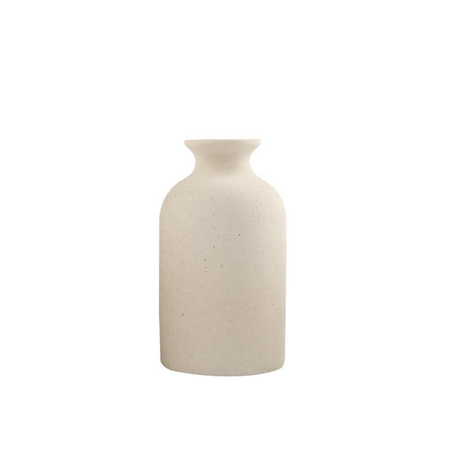 HUPADOBIL - Beige Small Ceramic Vase, Dry Flower Vases Minimalism Style for Modern Table Shelf Home Decor, Fit for Fireplace Bedroom Kitchen Living Room Centerpieces Office Desk Gift(S Beige)