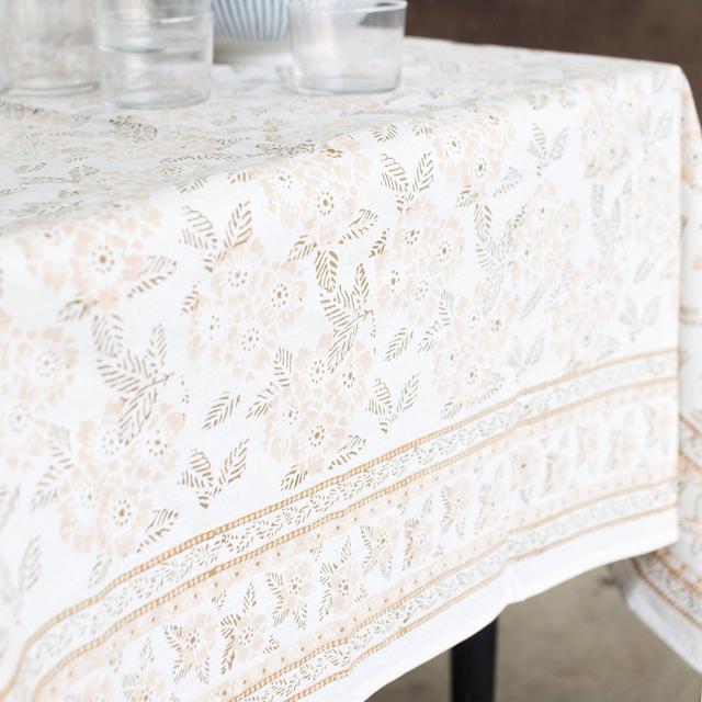 Almond Summervine Block Print Tablecloth