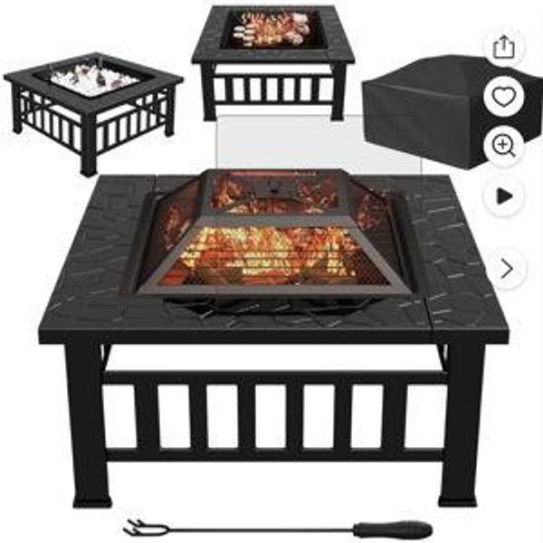Lacoo 32" Patio Square Fire Pit Table