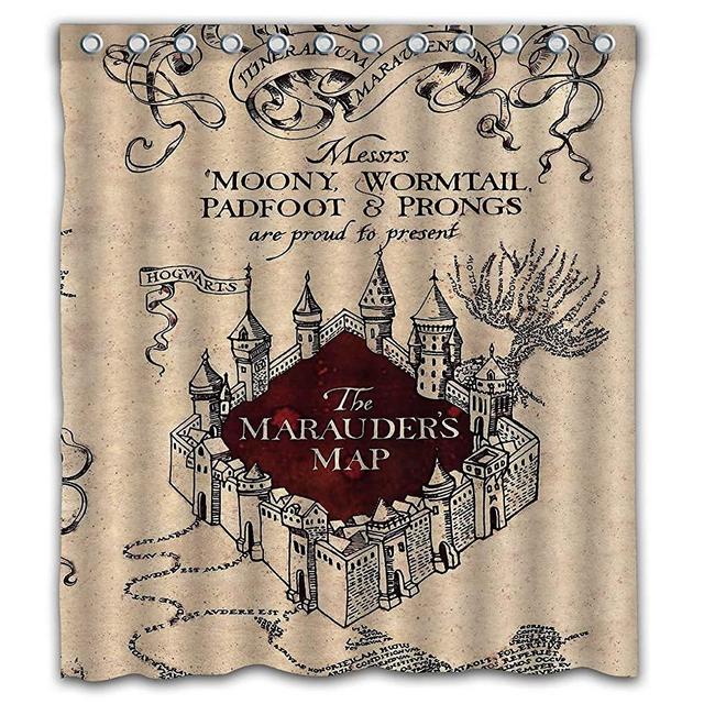 Gdcover Magic Map Design Waterproof Shower Curtain Fabric for Home Bathroom Decor 66x72 Inches