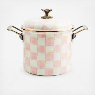 Rosy Check Stainless Steel Stockpot