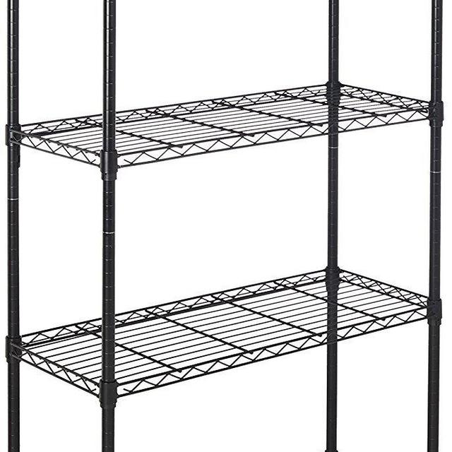 AmazonBasics 5-Shelf Adjustable, Storage Shelving Unit, Steel Organizer Wire Rack, Black