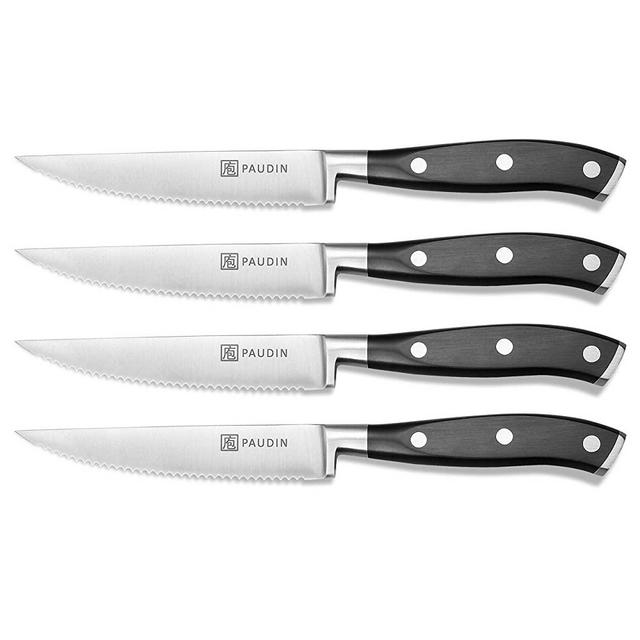Steak Knives Set of 4 - PAUDIN Steak Knife Set - Serrated Steak Knives Dishwasher Safe Steak Knives - 4-Piece Steak Knives Set - Premium Stainless Steak Knives Serrated - Dinner Knives