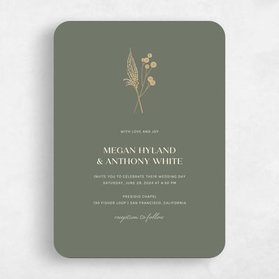 Green Rounded Wedding Invitation - Brendlyn Portrait