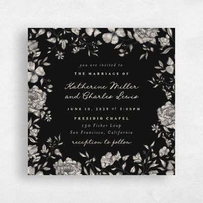 Black Wedding Invitation - Sogno Square