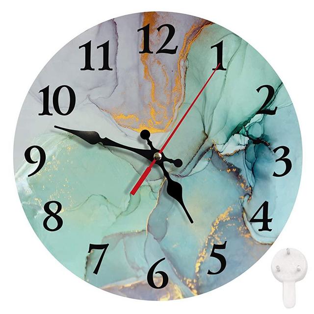 Britimes Round Wall Clock Silent Non-Ticking Clock 12 Inch, Vintage Farmhouse Wood Home Decor for for Living Room, Kitchen, Bedroom, and Office, Abstract Painting