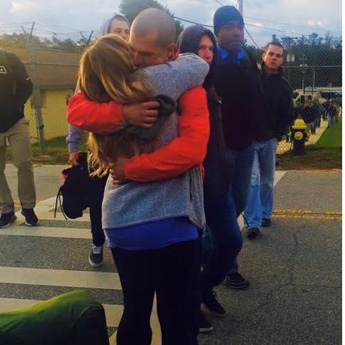 One of my favorite photos and memories. The moment I got to wrap my arms around him after several months of no contact except letters, while he was training in Georgia.