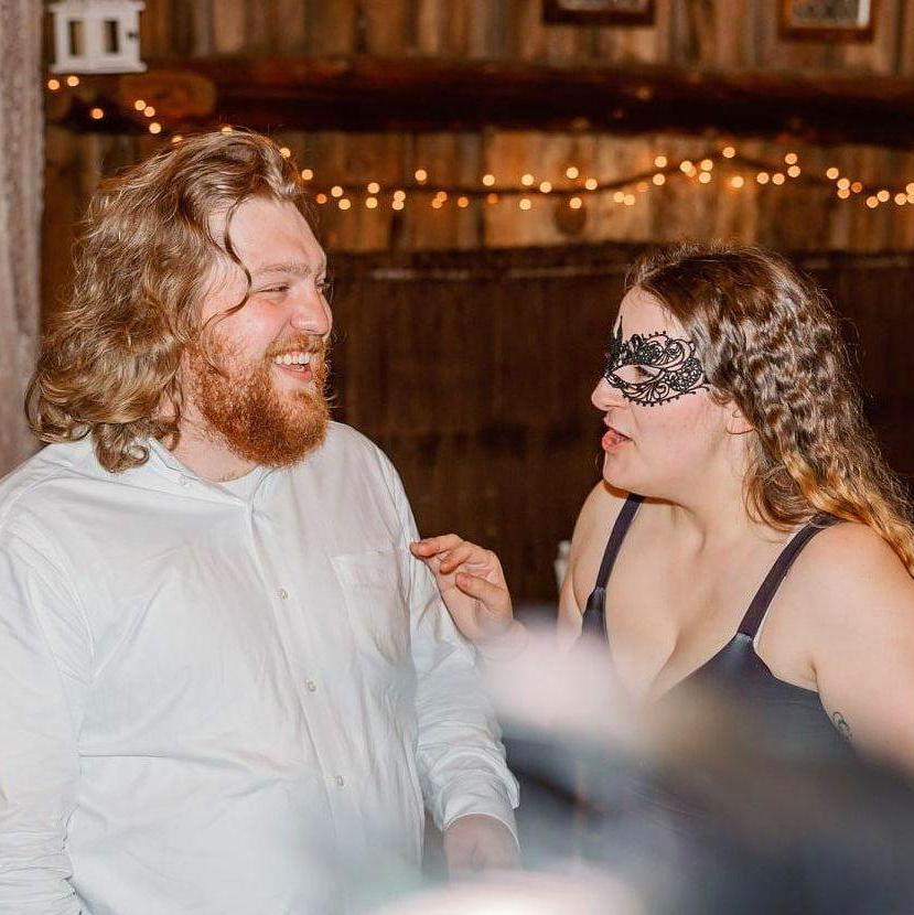 Candid shot from Hannah and Alex's vow renewal