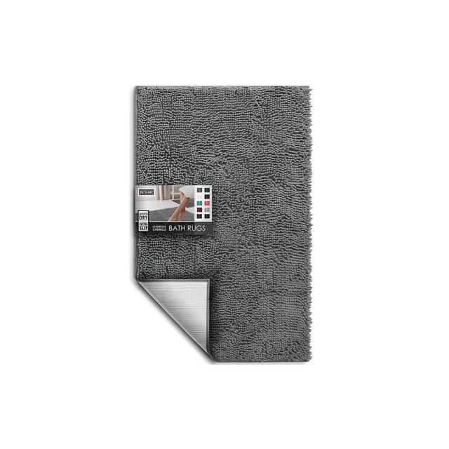 Hearth & Harbor Bathroom Rugs, Chenille Bath Mat - Gray Bath Rug, 26x44