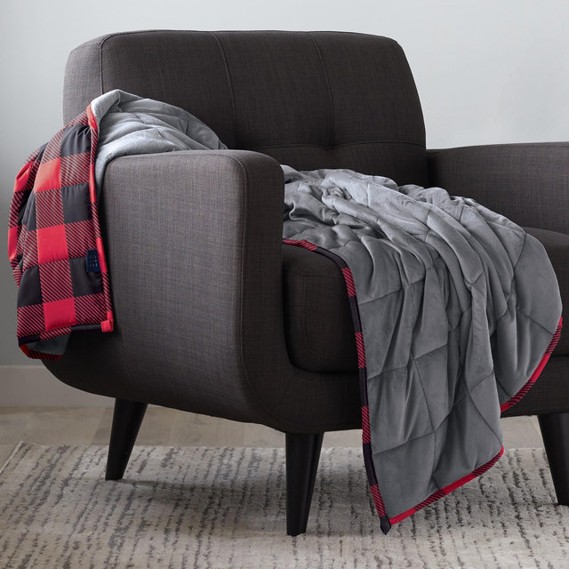 Ella Jayne Weighted Blanket, 15lb - Red/Black - 15 lb