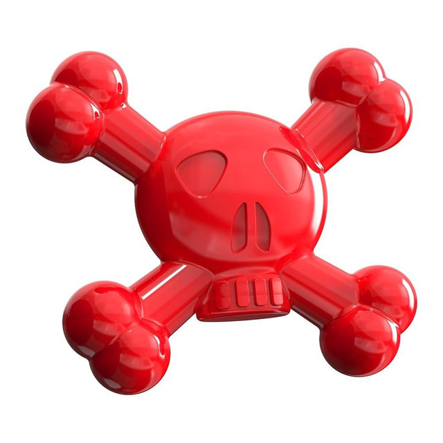 Ouilter Dog Toys for Small Dogs, Skull-Shaped Small Dog Toys for Puppies, Durable Natural Rubber Puppy Chew Toys with Bacon&Milk Flavor, Indestructible Dog Toy, Red