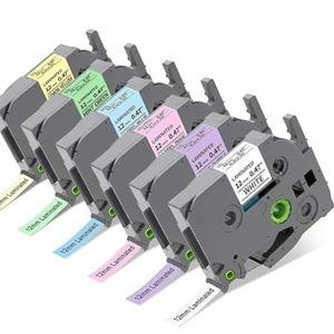 COLORTY TZ-231 12mm Pastel Tape Replacement for Brother P-Touch Label Maker Tape 0.47", Compatible TZe Lamianted Colored Ribbon for Ptouch PT-D200 D210 D220 H110 1000 1280 D400 P300BT Cube, 6 Pack