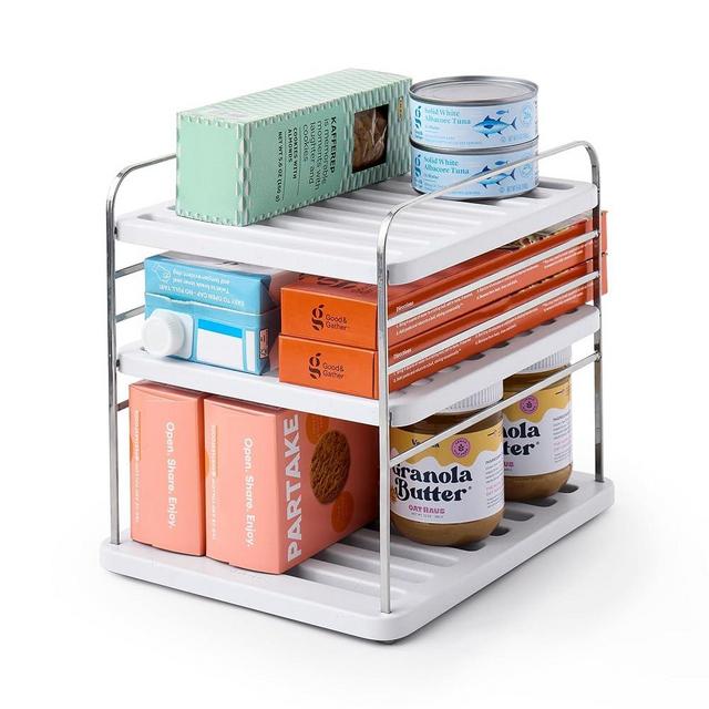 YouCopia UpSpace Cabinet Box Organizer, Adjustable Kitchen Pantry Shelf for Plastic Wrap and Foil Storage, Small Premium Edition