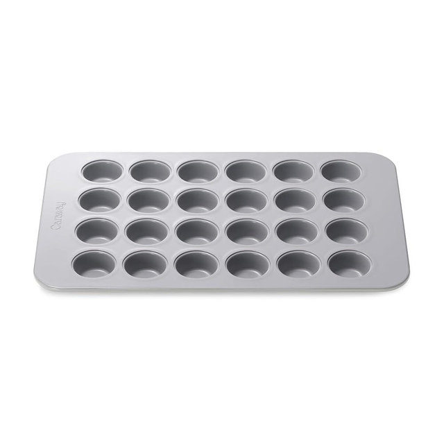 Caraway 24-Cup Mini Muffin Pan - Non-Stick Ceramic Baking Pan - Ergonomic & Easy to Handle - Oven Safe up to 550ºF - Non-Toxic, PTFE & PFOA Free - Gray