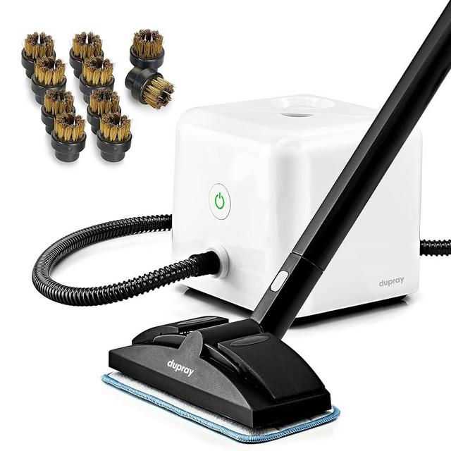 Dupray Neat Steam Cleaner Powerful Multipurpose Portable Steamer for Floors, Cars, Tiles Grout Cleaning Chemical Free Disinfection Kills 99.99% of Bacteria and Viruses (Neat with Small Brass Brushes)