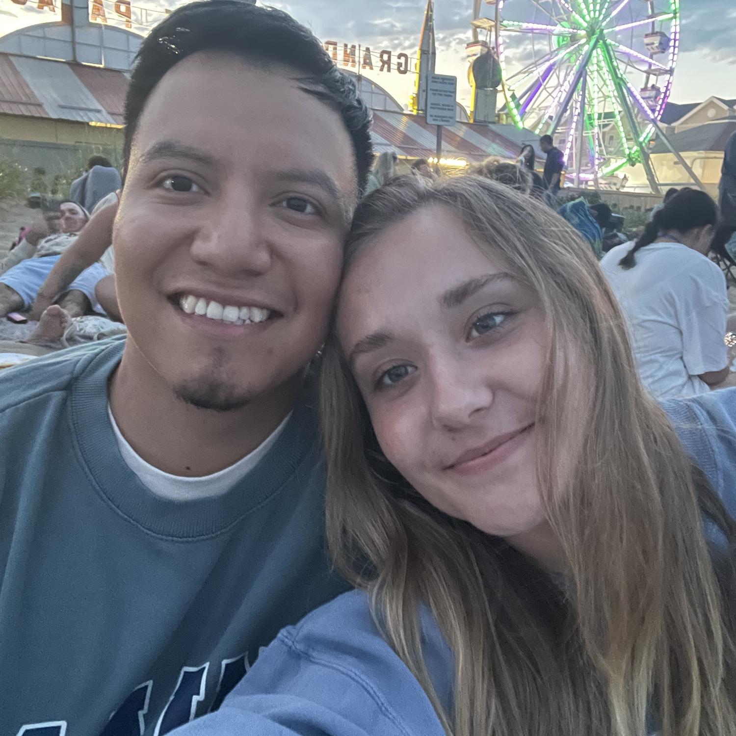 We watched fireworks on the beach this night and it was a first for the both of us!