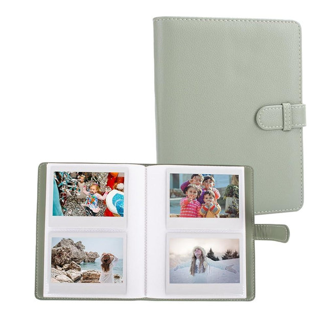 MUZIRI KINOKOO 80 Pockets Photo Album for Instax Wide EVO/Wide 400 Camera Film, Lychee Texture PU Leather Album for Wide 300/Wide 210 Camera, 4.25 * 3.4 inch Film Collection Souvenir Album - Green