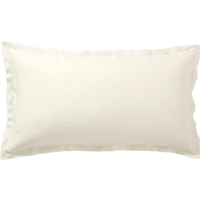 Classic Ivory Belgian Flax Linen Double Flange King Shams, Set of 2