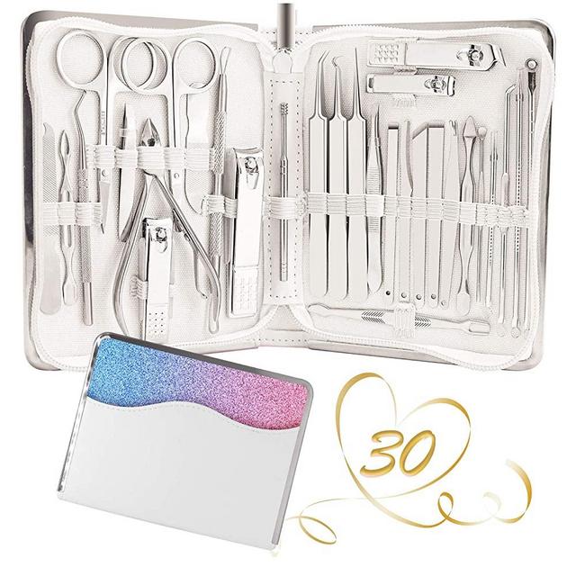 Manicure Set 30 in 1 Nail Clipper set, Redflow fingernail & toenail clippers, Manicure Tools, pedicure tools, Suitable for Travel Manicure Kit, Nail Set Kit With Everything Professional
