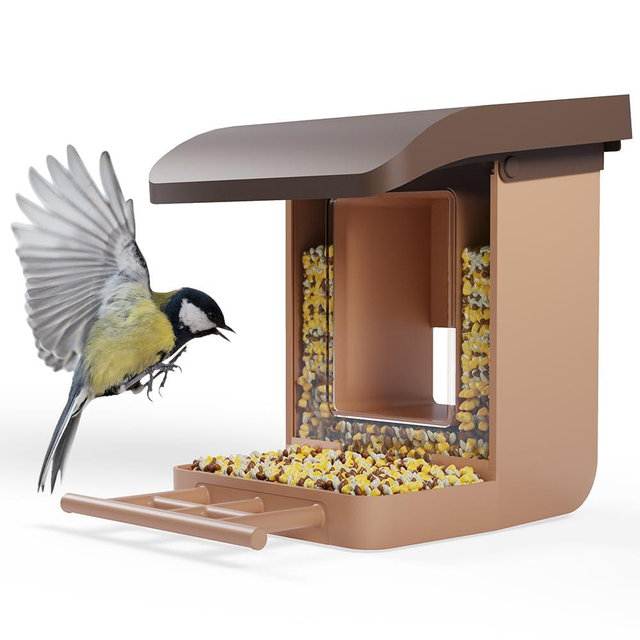 Bird Feeder Camera Case Compatible with Wyze Battery Cam Pro, Wyze Cam Outdoor v1/v2, Wyze Camera v4/v3/v3 Pro, 5 DIY Mounting Methods, with a Macro Lens (Solar Panel/Camera NOT Included), Brown