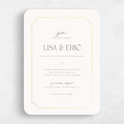 Beige Rounded Wedding Invitation - Rothenburg Portrait Foil