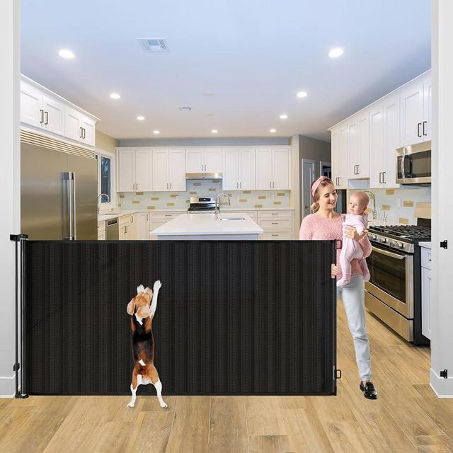 42" Tall x 115" Long Extra Wide Retractable Baby Gate for Large Openings - Indoor Pet Gate for House