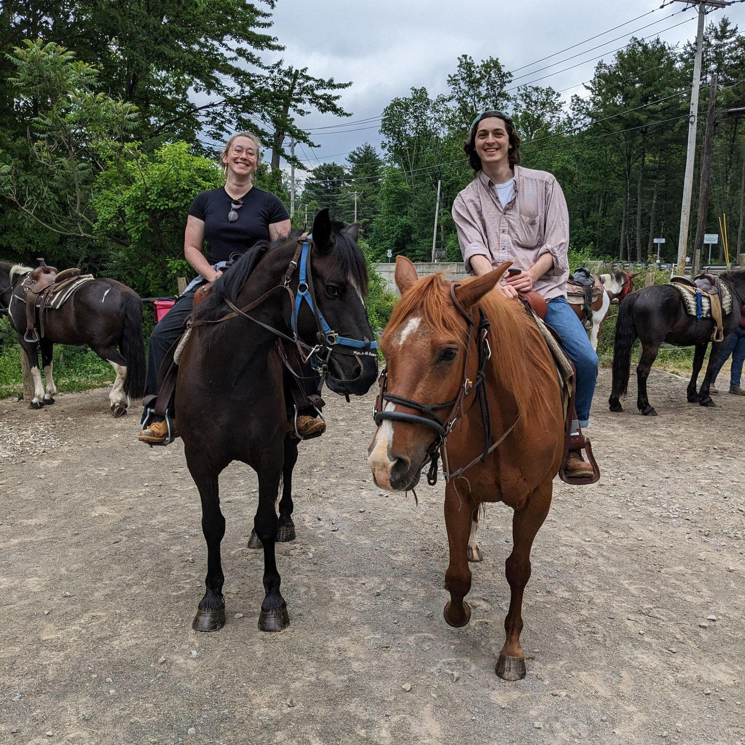 Horseback riding in the Poconos Em is on Toothless, Jack is on Hiccup