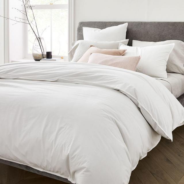 Organic Washed Cotton Duvet & King Sham, Stone White, King