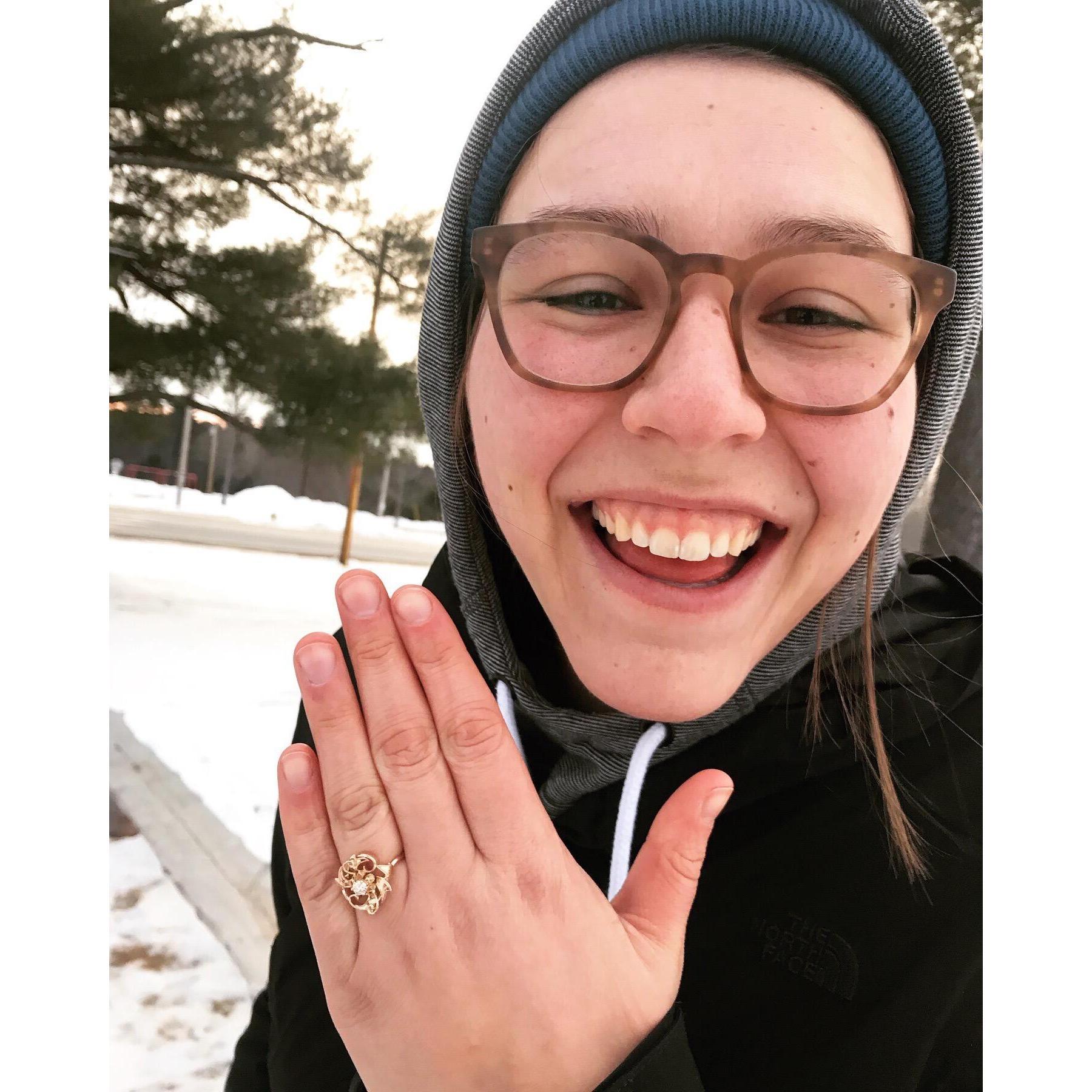 I was SHOCKED at this proposal day...Lily took a ring that my grandmother gave me and modified it to hold a diamond as an engagement ring!