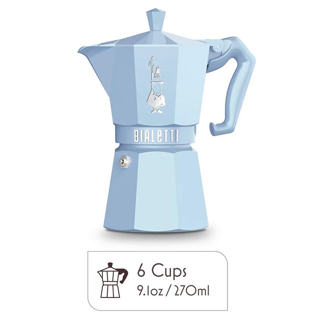 Exclusive Moka Pot Italian Coffee & Stovetop Espresso Maker 6 Cups - Blue