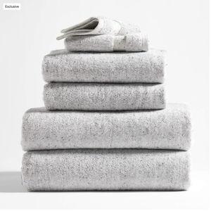 Organic Turkish 6-Piece Cotton Towel Set (Grey Fleck)