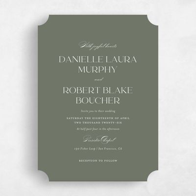 Green Ticket Wedding Invitation - Hilltone Portrait