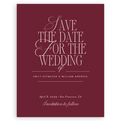 Wine, Red Wedding Digital Save the Date - Thisbe Portrait