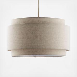 Avery Linen Double Drum Pendant Light