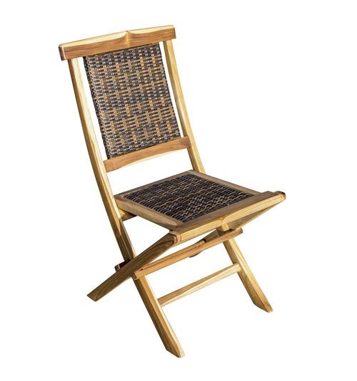 EcoDecors™ Indoor Outdoor Dining Teak and Wicker Folding Chair