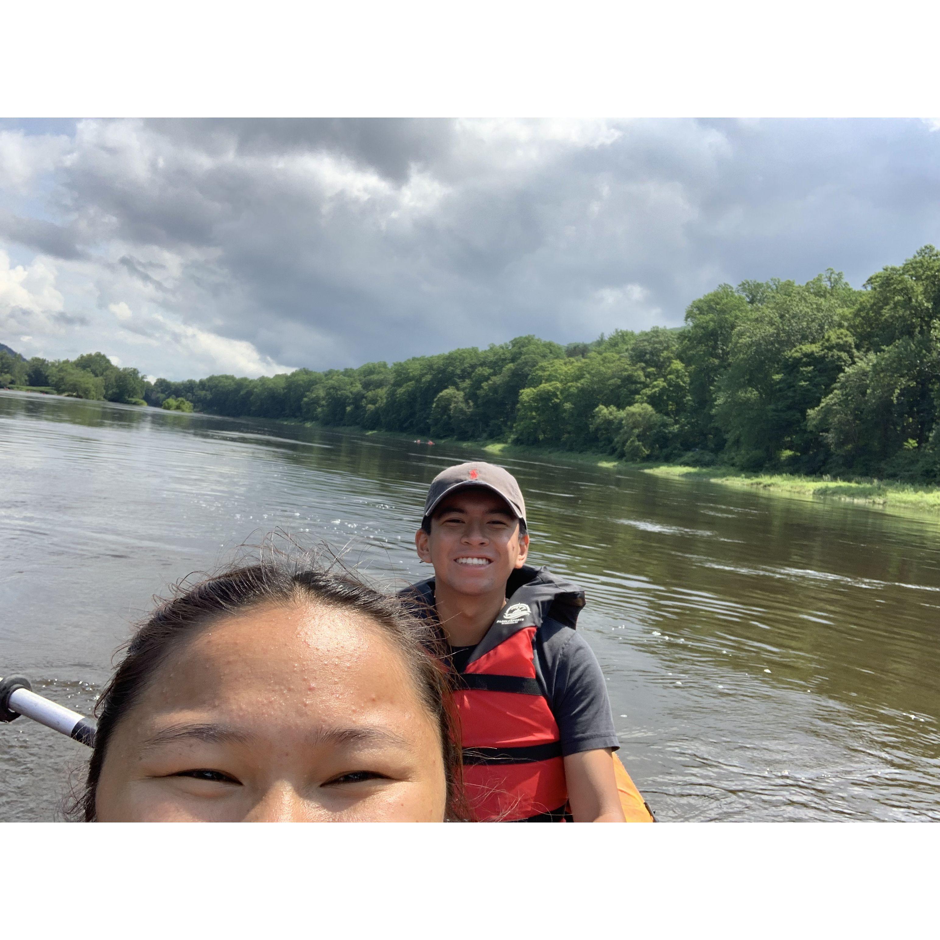Kayaking. Don't worry Anthony had a life vest!
