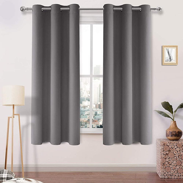 DWCN Room Darkening Blackout Curtains Thermal Insulated Curtain for Bedroom Grommet Window Curtain Panel 42 x 63 Inch, Set of 2 Panels,Thick Light Grey Curtains