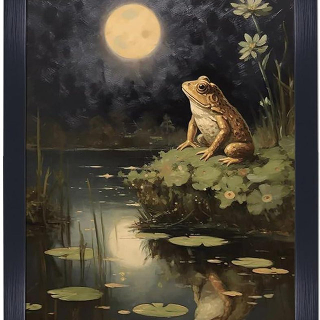 vintage goblincore frog Boho Black framed artwork for walls art poster,Retro gallery DArk academia wall art for living room decor 08x10 in frames wall décor