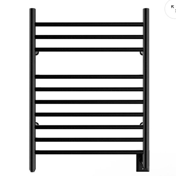 Towel Warmer 10 Bar Hardwired, 24"x32", Wall Mounted Matte Black