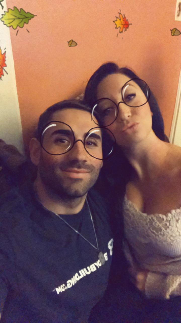 Our first picture as an official couple...had fun with a Snapchat filter