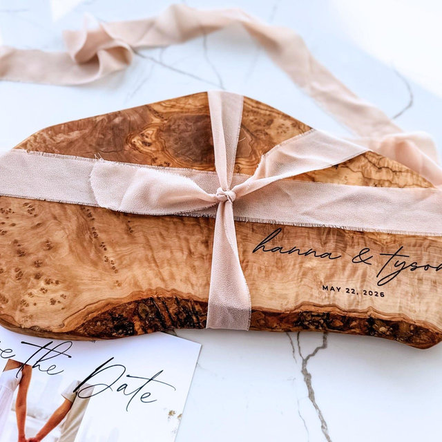 Personalized Cutting Board Wedding Gift For The Couple Engagement Gift Custom Charcuterie Board Live Edge Serving Tray Engraved Bridal Gift
