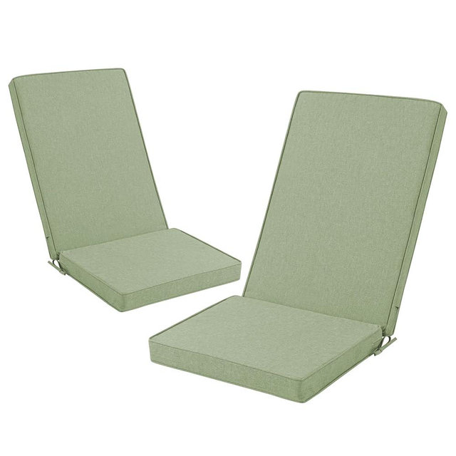 Adirondack Chair Cushions Set of 2 - Removable Covers, Water-Repellent & Fade-Resistant Faux Linen, Securing Straps, Non-Slip Bottom, Fit for Most Outdoor Adirondack & Rocking Chairs - Sage Green