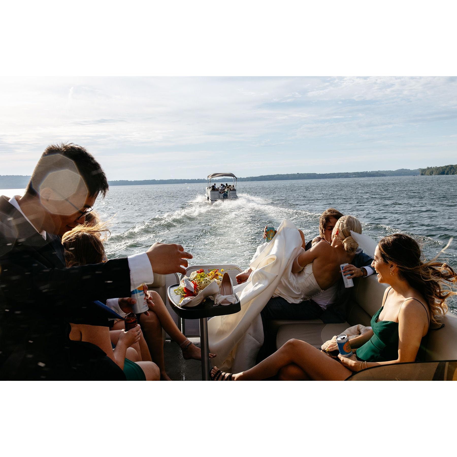 The boat ride over to our reception